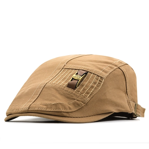 Vintage Flat Cap Cotton Ivy Hat With Adjustable Leather Strap Metal Buckle For Men Women Casual Style