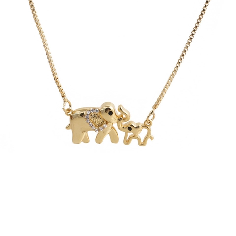 Elefant Herz Mom Hand Anhänger Halskette Kupfer Zirkonia Eingelegt Mode Tier Schmuck Für Frauen Mädchen Mutter Kind Geschenk