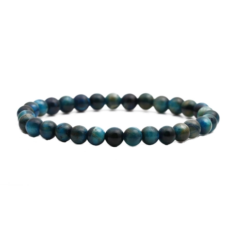 Natural Blue Tiger Eye Beaded Bracelet Round Stone Elastic Strand Jewelry For Men Women Handmade Fashion Accessory