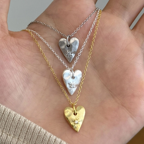 Heart Pendant Necklace 925 Sterling Silver Brushed Texture With Micro Inlaid Zircon Stylish Minimalist Necklaces For Women
