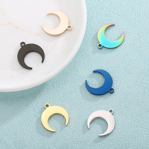 Dijes De Luna Creciente Colgantes De Acero Inoxidable Para Hacer Joyas De Bricolaje Accesorios De Pendientes De Collar Estilo Minimalista