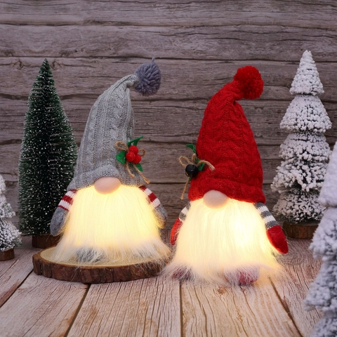 Weihnachtsgnom LED Leuchtend Gestrickte Schwedische Tomte Rudolph Puppe Plüsch Ornament Home Feiertagsdeko Geschenk