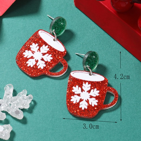 Boucles D'oreilles Pendantes Noël Acrylique Bonhomme De Neige Arbre Bottes Coupe Paillettes Bijoux Festifs Tige En Acier Inoxydable