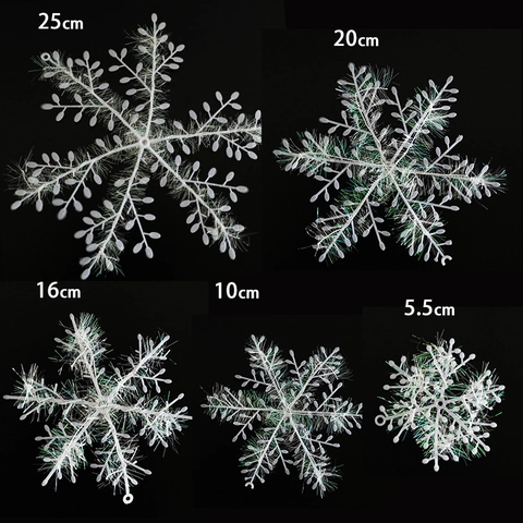 Addobbi Fiocchi Di Neve Bianchi Plastica Filo Iriscente Decorazioni Da Appendere Per Albero Di Natale Decorazioni Invernali