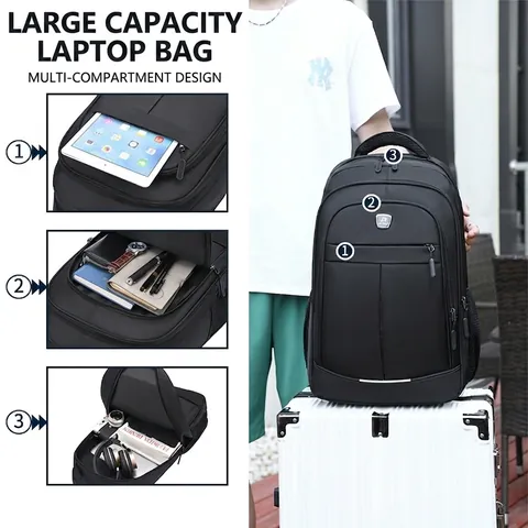 Laptop Backpack Oxford Cloth Waterproof Large Capacity Breathable Multi Compartment Business Travel Outdoor Casual For Men