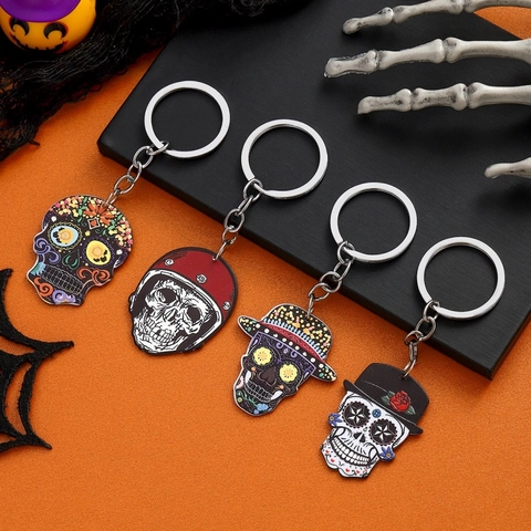 Acryl Totenkopf Schlüsselanhänger Halloween Sugar Skull Anhänger Tag Der Toten Tasche Hängende Dekoration