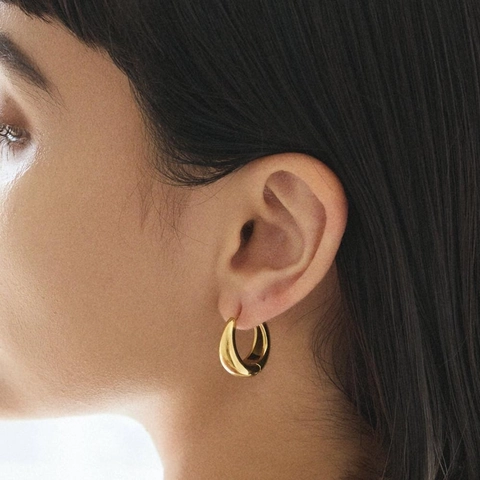 Chunky Hoop Ohrringe 18K Vergoldet 304 Edelstahl Minimalistische Geometrische U-Form Hochglanzpoliert Anlaufbeständig