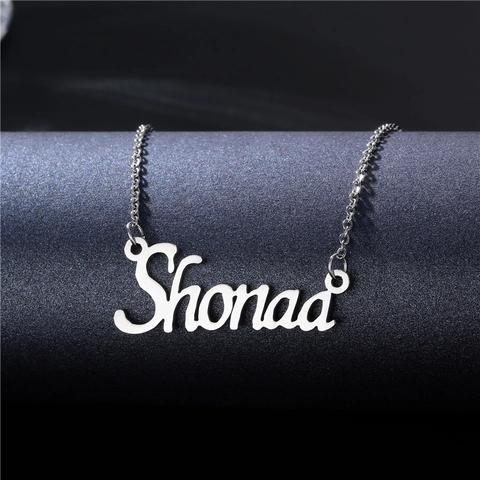 Edelstahl Shonaa Buchstabe Anhänger Halskette Personalisierte Minimalistische Schmuck Für Damen Elegante Silber Ton Namenskette