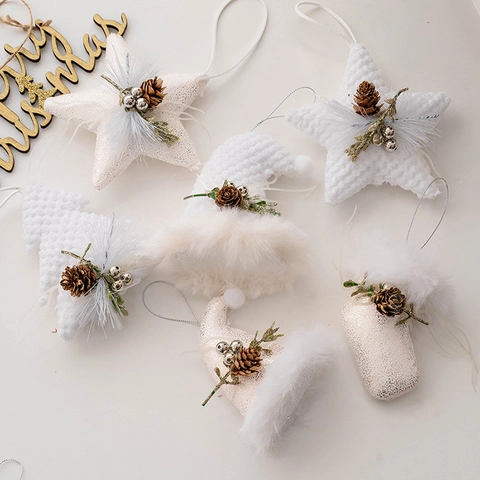 Addobbi Natalizi Nordici Albero Stella Calza Cappello Con Pigna Peluche Maglia Festival Festa Decorazione Casa Regalo