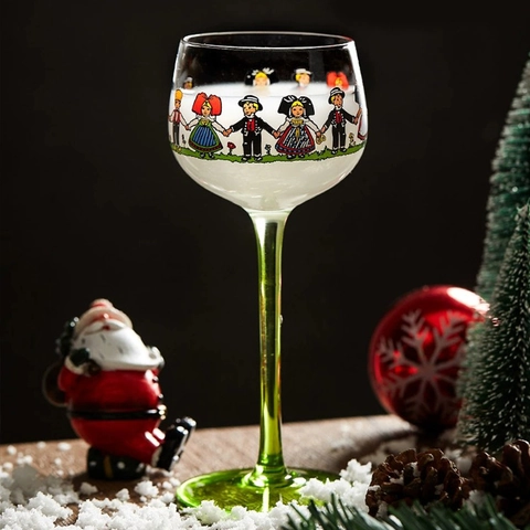 Elsass Figur Weinglas Glas Retro Luxus Champagner Cocktailbecher Farbigem Stiel Volkskunst Stil Trinkgeschirr