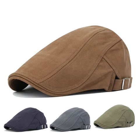 Vintage Herringbone Flat Cap Cotton Adjustable Ivy Hat British Style Retro Newsboy Cap For Men And Women