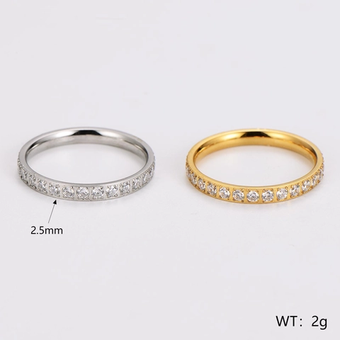 Anello in Acciaio Inossidabile 304 con Zirconia Pavé Minimalista Fedina Impilabile per Donna Elegante Gioielli Moda
