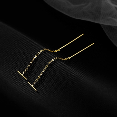 Minimalistische Legierung Ohrfaden Ohrringe Lange Quasten Geometrische Stab Kette Dangle Drop Eleganter Schmuck Für Damen