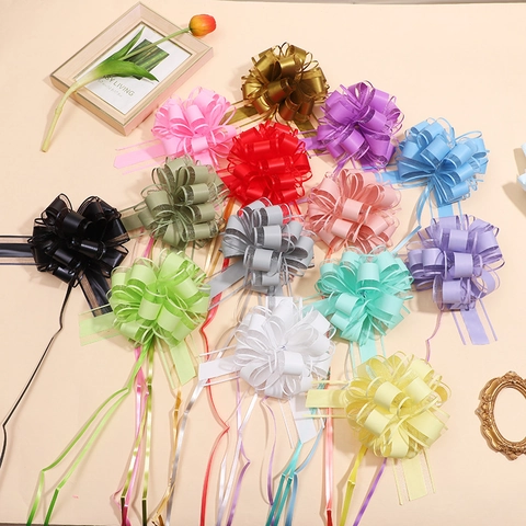 Gift Pull Bow Ribbon Large Solid Color Snow Gauze Flower For Wedding Car Decoration Holiday Packaging Accessory