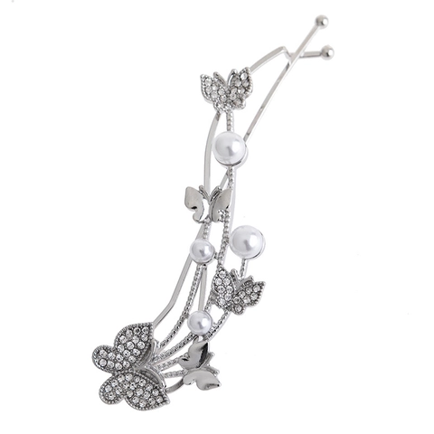 Butterfly Hair Clip Alloy Rhinestone Faux Artificial Pearl Side Clip Elegant Fashion Hair Accessories For Women