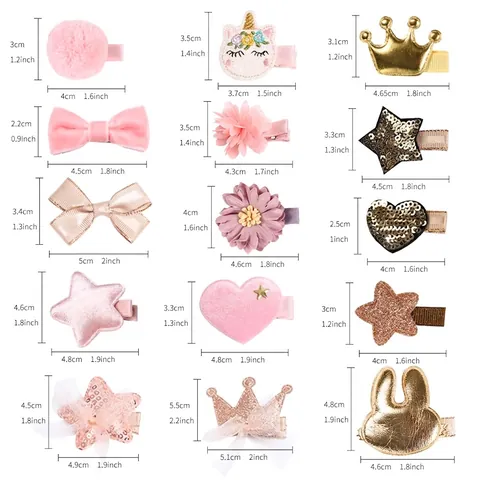Pinzas Cabello Niñas Pequeñas Purpurina Cuero PU Corona Estrella Corazón Lazo Unicornio Conejo Horquillas Princesa Para Niñas
