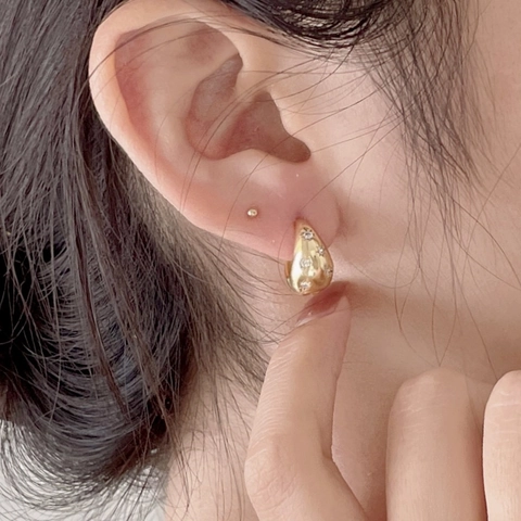 Orecchini A Cerchio Huggie A Forma Di U In Argento Sterling 925 Con Zirconi Placcato Oro 18K Stile Coreano Minimalista