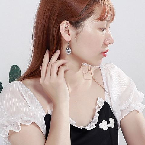 Fashion Stainless Steel Stud Earrings Rhinestone Hollow Geometric Tree Of Life Heart For Women Girls Trend Jewelry