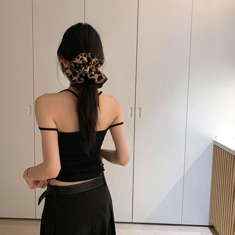 Elastico Per Capelli Oversize Con Stampa Leopardata Tessuto Elastico Supporto Per Coda Di Cavallo Accessorio Di Moda Per Donna