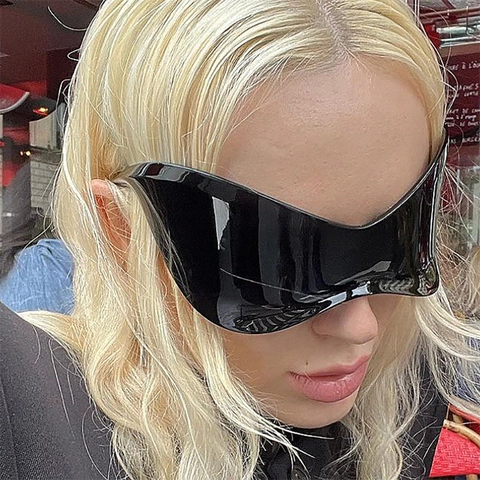 Futuristic Rimless Shield Sunglasses PC Oversized UV400 Protection Y2K Fashion Outdoor Sports Eyewear For Men Women