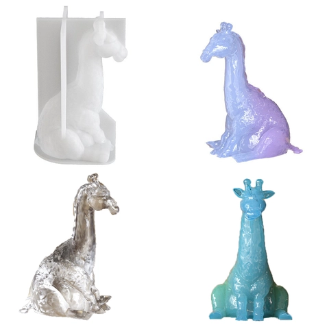 3D Giraffe Animal Shape Silicone Mold For DIY Resin Casting Gypsum Plaster Candle Making Home Desktop Decoration
