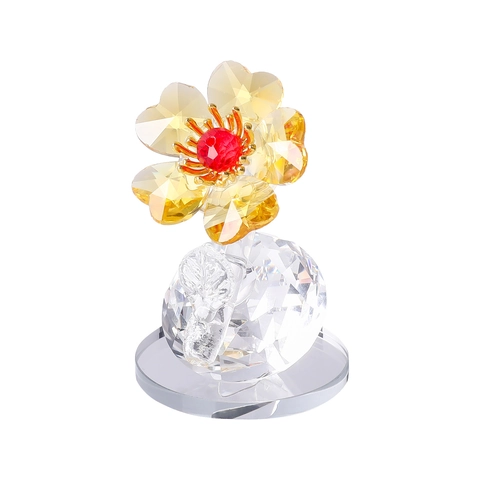 Figurine de Fleur en Cristal Miniature Art en Verre Ornement de Table Décor de Fleur en Cristal Transparent Cadeau pour Femmes Décor de Salon