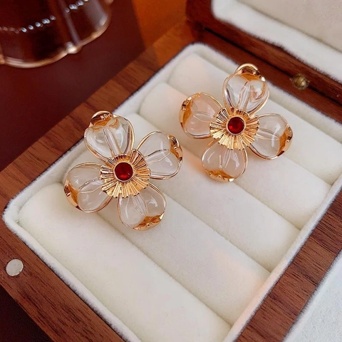 Pendientes Vintage Estilo Corte Con Poste De Plata Aleación Esmalte Flor Retrato Corazón Barroco Lujo Joyería Para Mujer