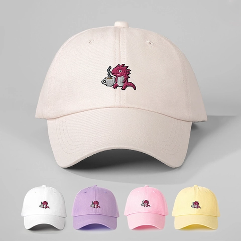 Gorra De Béisbol De Algodón Bordado De Dinosaurio Lindo Sombrero De Sol Ajustable Informal Transpirable Gorra Deportiva