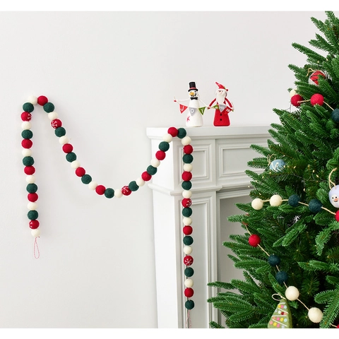 Ghirlanda Palline Feltro Lana Fatto Mano Pupazzo Neve Babbo Natale Renna Albero Natale Pendente Sospeso Ornamento Casa