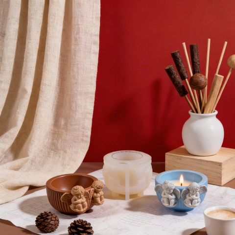 Silikonform Engel Amor Relief Für Kerzenherstellung DIY Sukkulententopf Harz Aufbewahrungsschale Aromatherapie Vintage Heimdekor