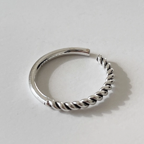 Anello In Argento Sterling 925 A Treccia Stile Retro Minimalista Design Aperto Regolabile Gioielli Di Moda Per Donna