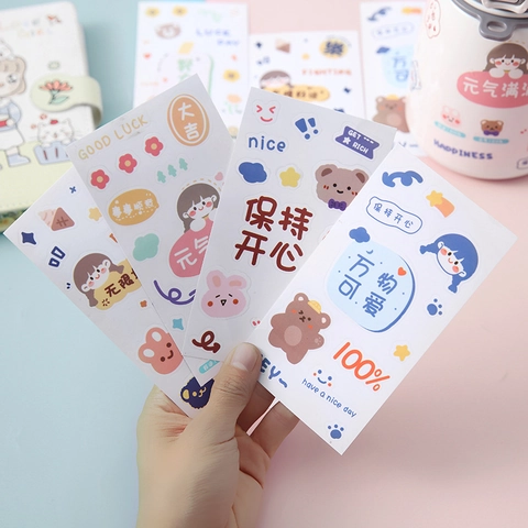 Autocollants De Dessins Animés PVC Imperméables Adhésifs Pour Bouteille D'eau Coque De Téléphone Scrapbook Style Ins