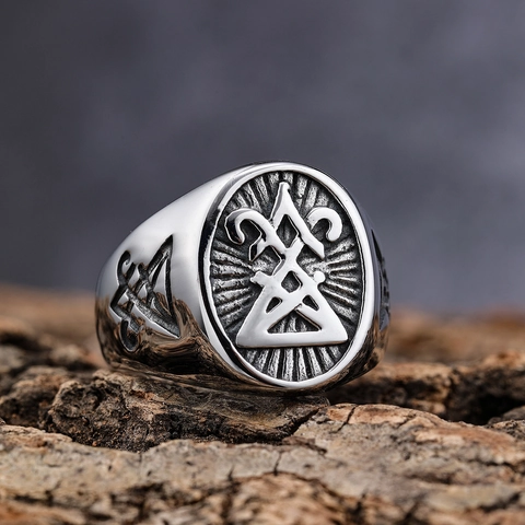 Edelstahl Sigil Of Lucifer Ring Gothic Satanisch Okkultes Symbol Vintage Punk Herren Siegelring Schmuck