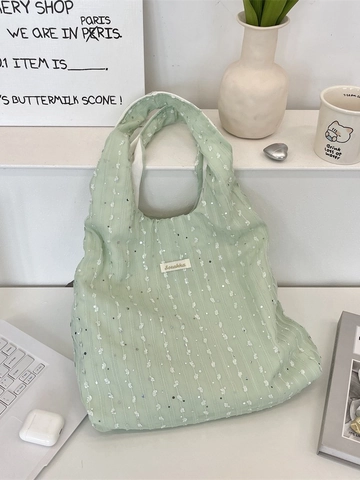 Sac Cabas À Paillettes Pour Femmes Grande Capacité Sac À Épaule Décontracté Été Texture Mousseline Style Coréen