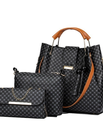 Damen Handtasche Umhängetasche Und Clutch PU Leder Geometrisches Muster Mode Elegant Lässig Große Kapazität Quasten Dekor