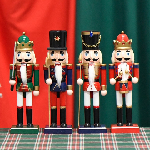 Figurine Soldat Casse-Noisette Décoration Noël Bois Pin Peint Ornement Table Style Européen Classique Peint À La Main