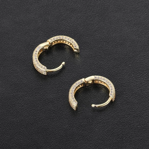 Hip Hop Iced Out Σκουλαρίκια Κρίκοι Χάλκινα Micro Pave Ζιργκόν Bling Τετράγωνο Γεωμετρικό Trendy Unisex Κοσμήματα