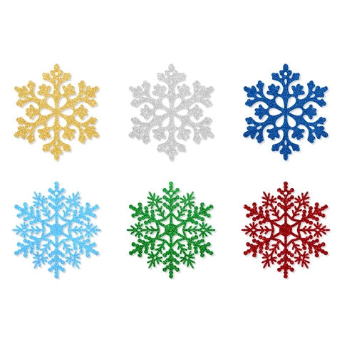 Ornements Suspendus En Flocon De Neige Scintillants Décorations De Sapin De Noël Colorées Miroitantes Décor De Fête Vacances