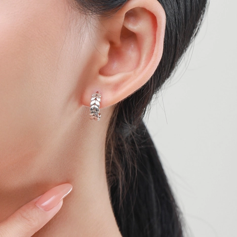 Anillo Y Pendientes De Aro De Plata De Ley 925 Con Diseño De Hoja Trigo E Incrustación De Micro Zircón Estilo Minimalista
