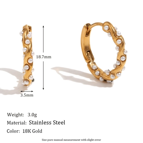 Stainless Steel 18K Gold Plated Stud Earrings For Women Artificial Pearl Zircon Enamel Geometric Flower Petal Vintage Elegant Jewelry