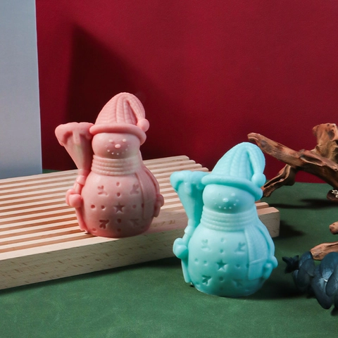 Snowman Silicone Mold DIY Candle Making Soap Plaster Tool Christmas Decoration Broom Design Handcrafted Reusable Flexible