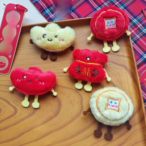Broche De Peluche Año Nuevo Chino Accesorios DIY Bolsa Fortuna Sycee Moneda Cobre Decoración Bordada Suave Para Bolsos Ropa