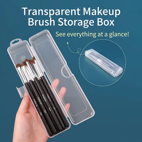 Draagbare Make-up Borstel Opbergdoos Plastic Transparant Rechthoekig Stofdicht Cosmetische Organizer Etui Wenkbrauwpotlood
