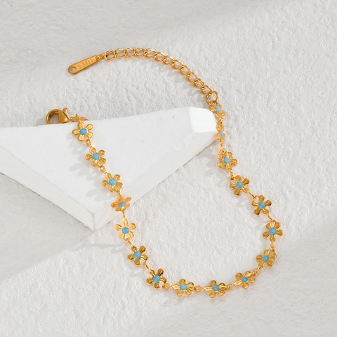 Bracciale In Acciaio Inossidabile Boho Con Ciondoli A Fiori E Cuori In Olio Colorato Per Donna Gioielli Regolabile