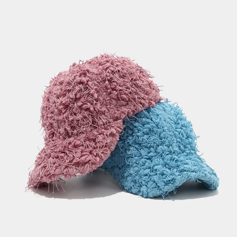 Dikke Pluche Honkbalpet Warme Pluizige Polyester Effen Kleur Winter Winddichte Verstelbare Hoed Voor Heren Dames