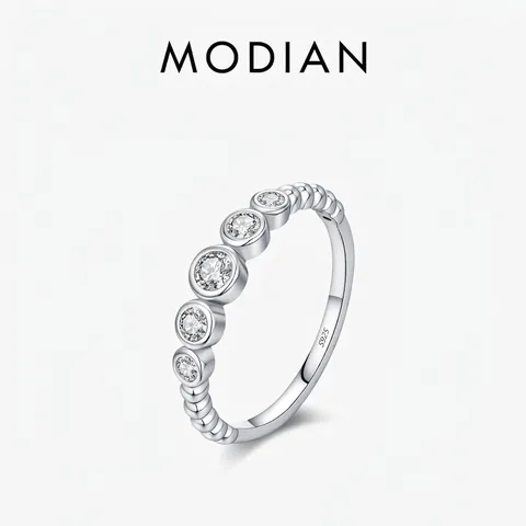 925 Sterling Silver Moissanite Ring For Women VVS1 D Color Round Cut Multi Stone Bubble Beaded Band Stackable Elegant