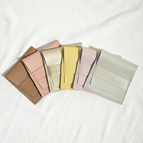 PU Leather Jewelry Packaging Pouch Flip Top Button Closure Microfiber Storage Bag For Necklace Earrings Ring Gift