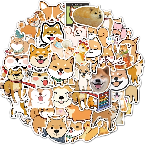 Süße Shiba Inu Graffiti Aufkleber Set Wasserdichtes PVC Cartoon Hund Decals Für Laptop Koffer Skateboard Helm DIY Deko