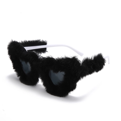 Lunettes De Soleil En Forme De Cœur Avec Monture En Peluche UV400 Cosplay De Fête Pour Enfants Accessoire De Mode
