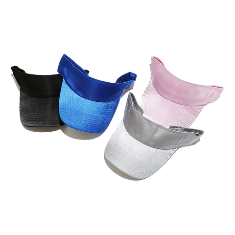 Women Sun Visor Hat Empty Top Satin Faux Satin Adjustable UV Protection Glossy Solid Color Summer Outdoor Sport Visor